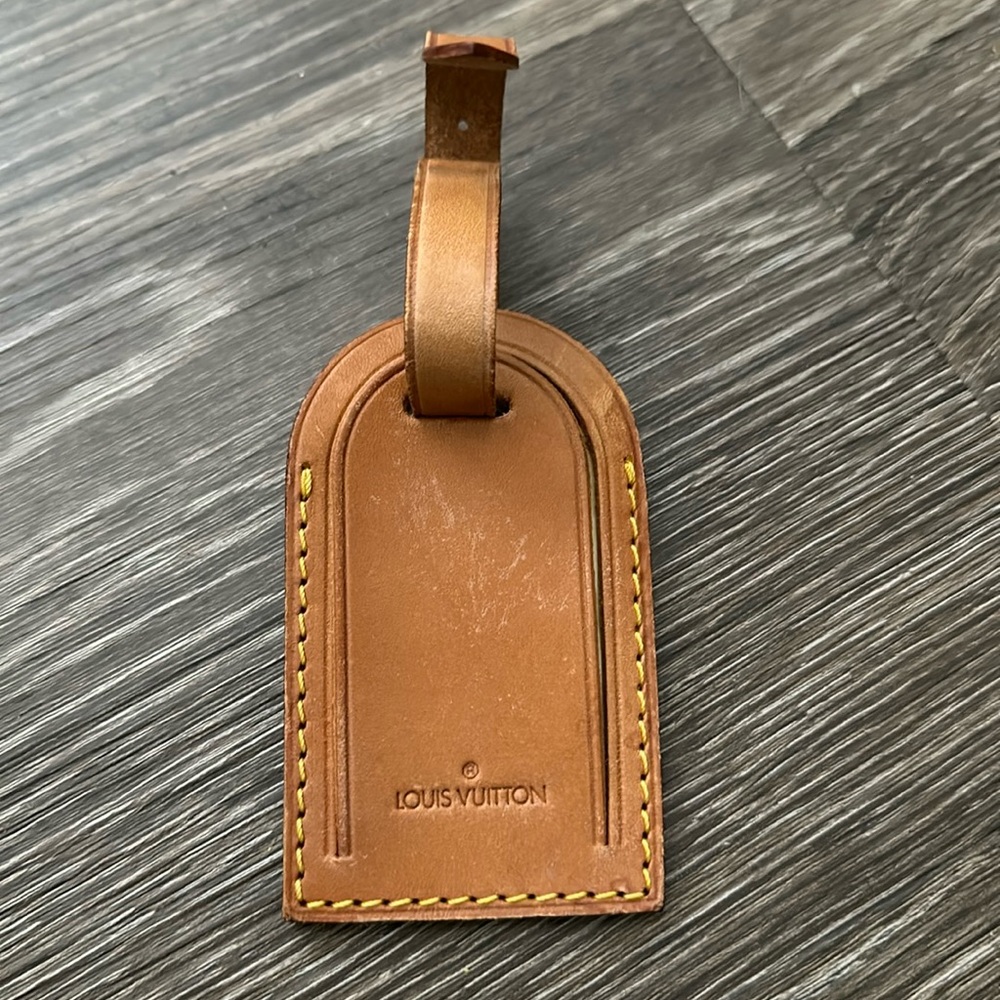 Authentic Louis Vuitton leather name tag from Keepall